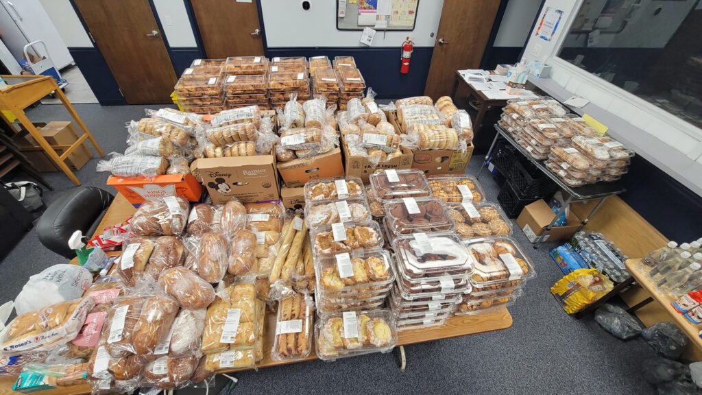 Various foods for distribution.